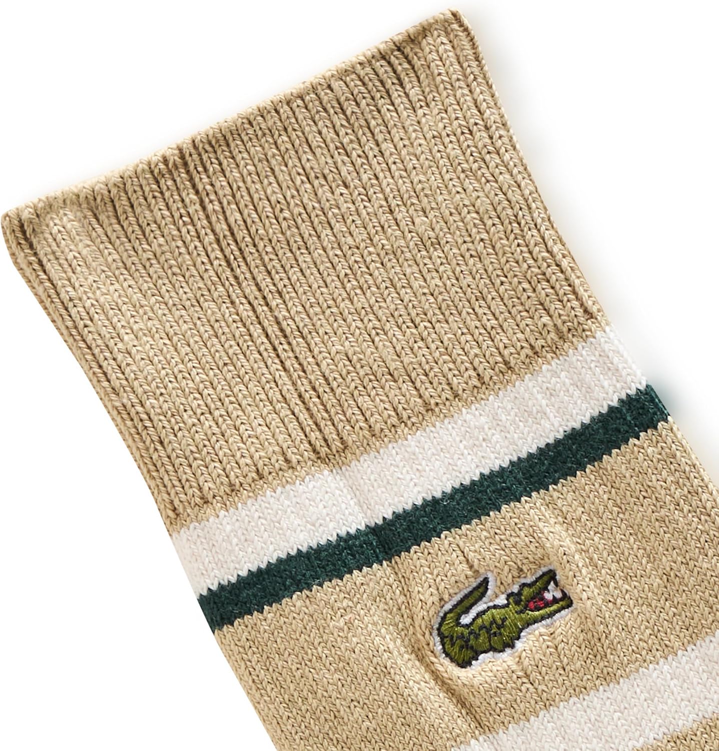 Носки Lacoste Унисекс до щиколотки с полосками, Бежевый/Белый — фото 4