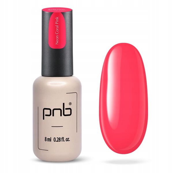

Гель для моделирования ногтей УФ/LED неоновый кораллово-розовый, 8 мл Pnb Strong iron gel, цвет neon coral pink