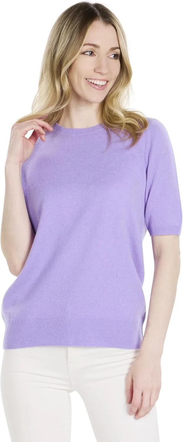 

BEYOND FASHION женская футболка с круглым вырезом и короткими рукавами из 100% кашемира