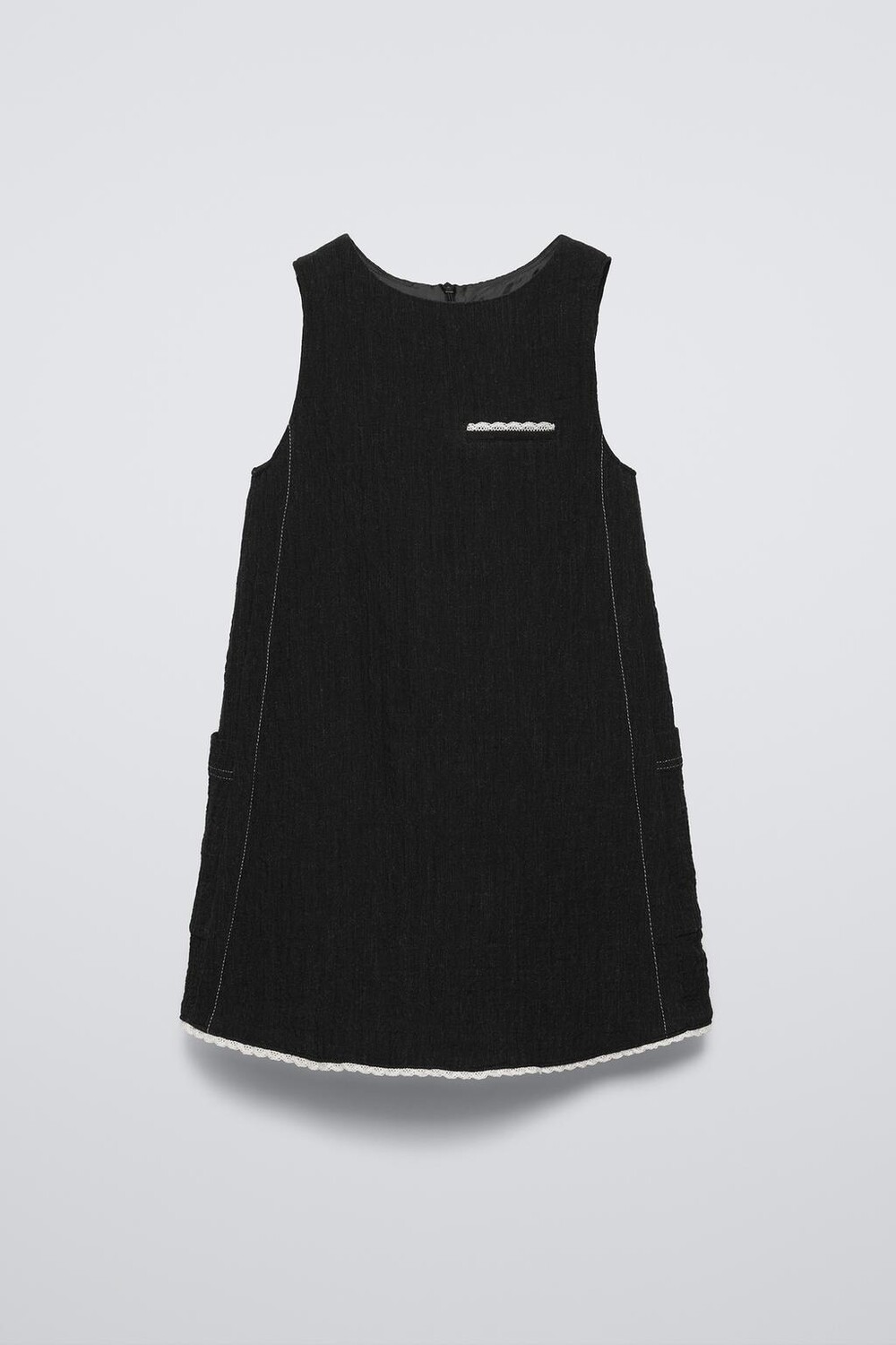 

Фактурное платье с отстрочкой ZARA, антрацитовый серый