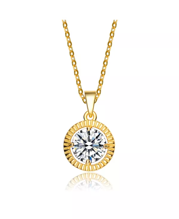 

Классический круглый кулон из стерлингового серебра с позолотой и кубическим цирконием Genevive, gold