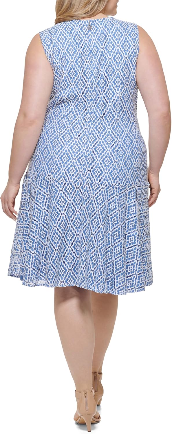 Женское платье без рукавов Tommy Hilfiger с ретро-кружевом Daisy, Blue/Ivory — фото 4