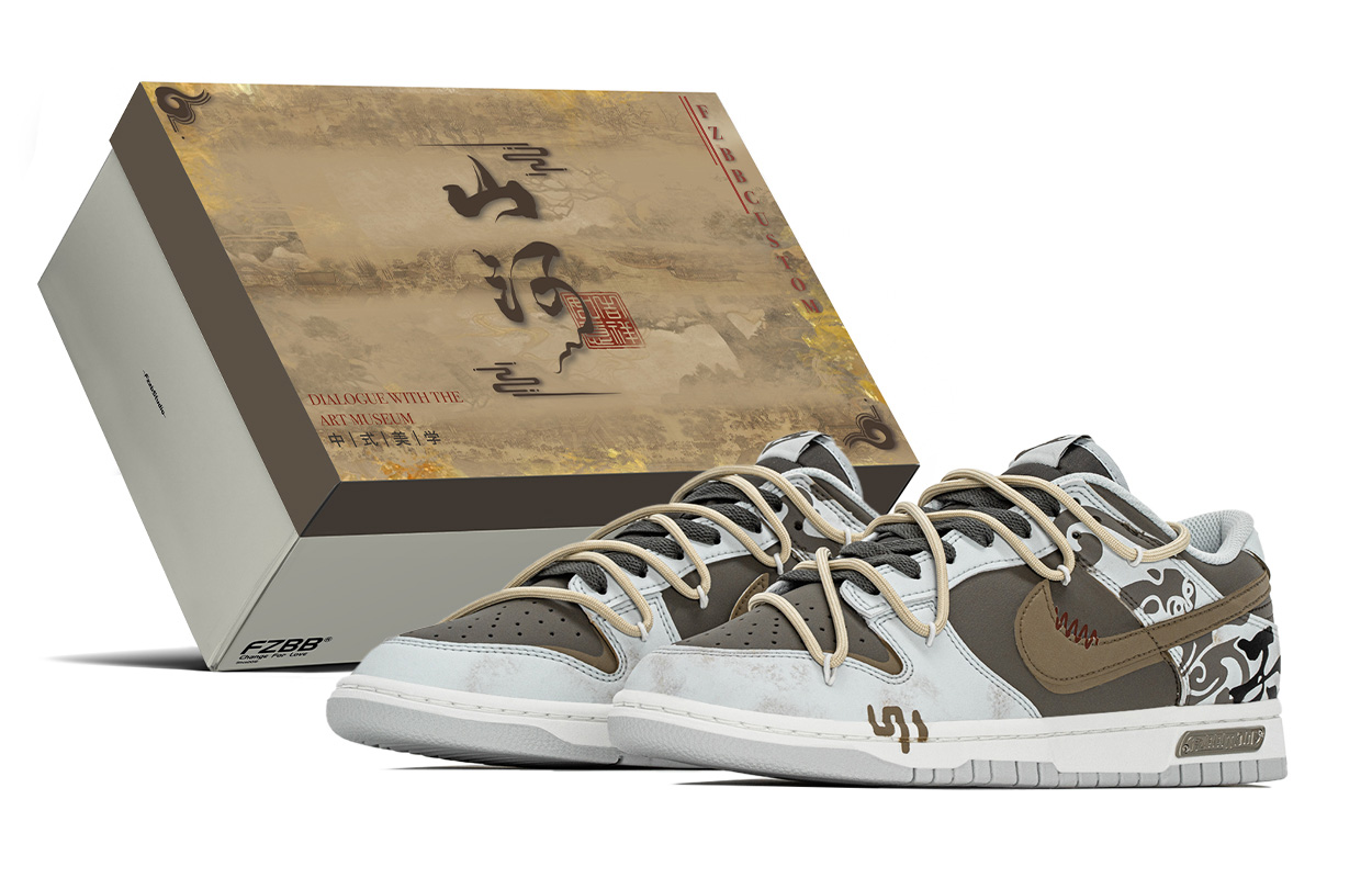 

Nike Dunk Chinese Style Box, Mountains And Rivers устойчивые к истиранию низкие кроссовки для скейтбординга мужские Black White