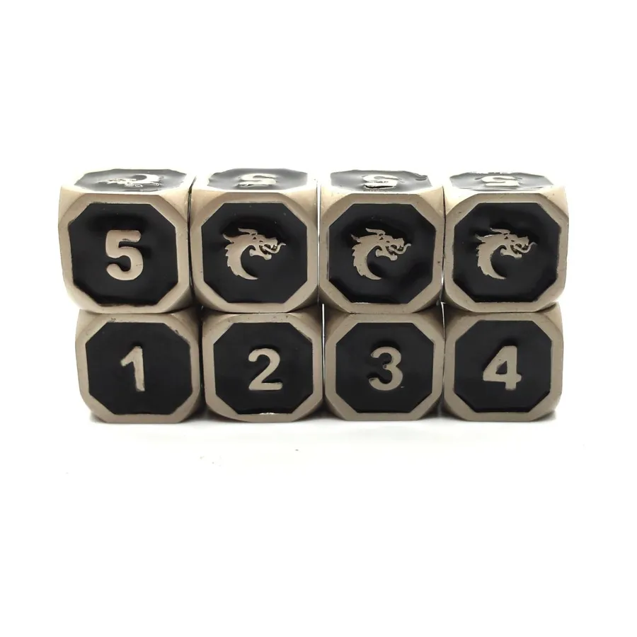 

Комплект d6 — черный с серебром (8), Metal Dice - Elven Forged