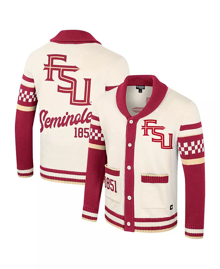 

Мужской и женский кремовый джемпер Florida State Seminoles Wild Collective с пуговицами в технике жаккард Colosseum