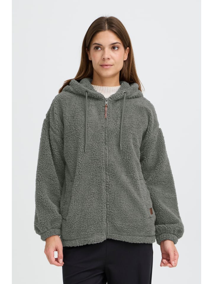 

Флисовая куртка OXBERINA ZIPHOODIE серого цвета с капюшоном Oxmo