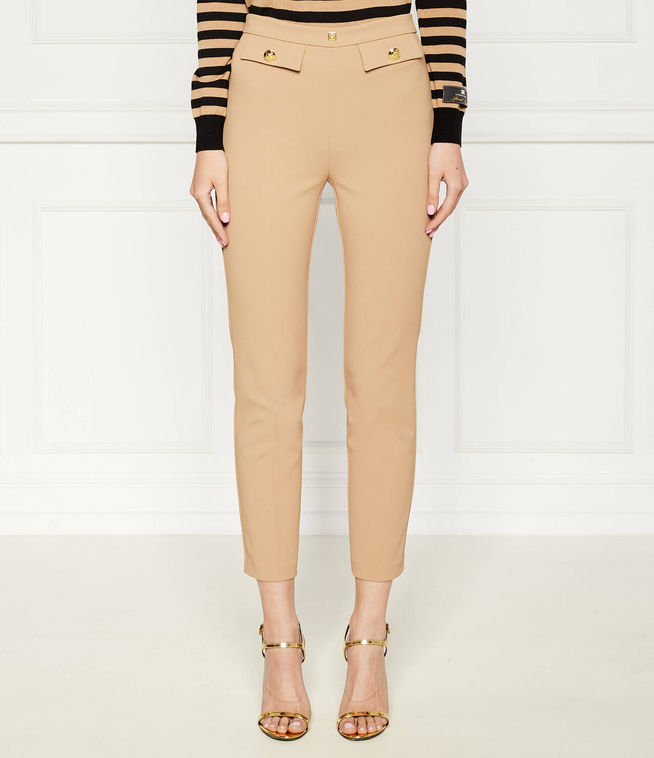

Брюки Elisabetta Franchi Slim Fit, кэмел