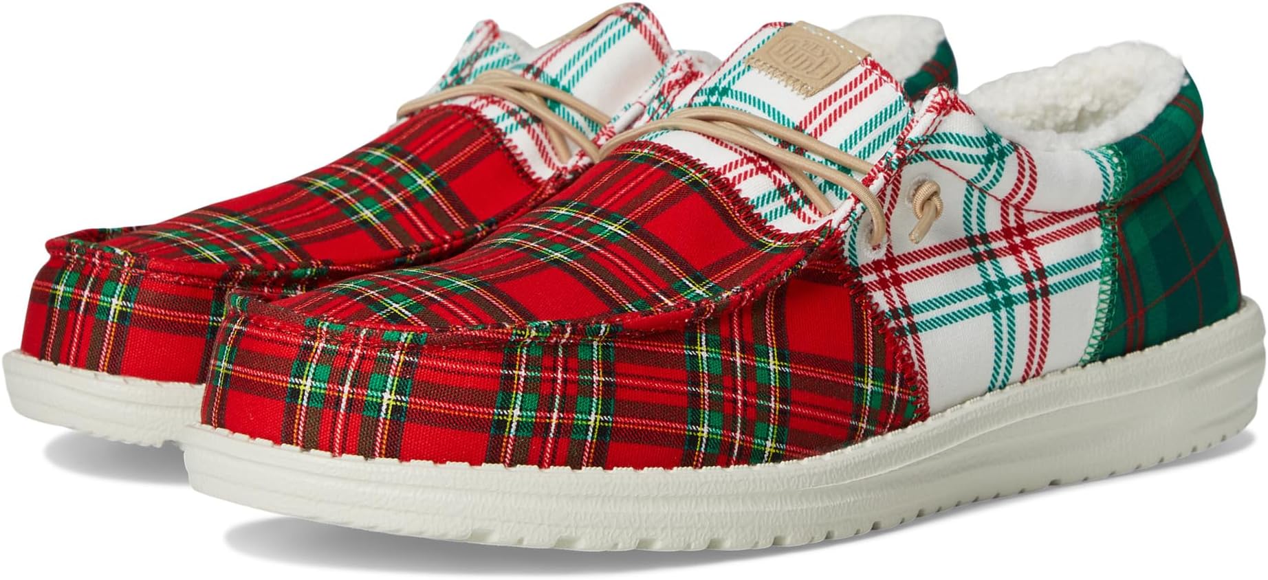 

Кроссовки Hey Dude Wally Tri Tartan Plaid, цвет Red/White/Green