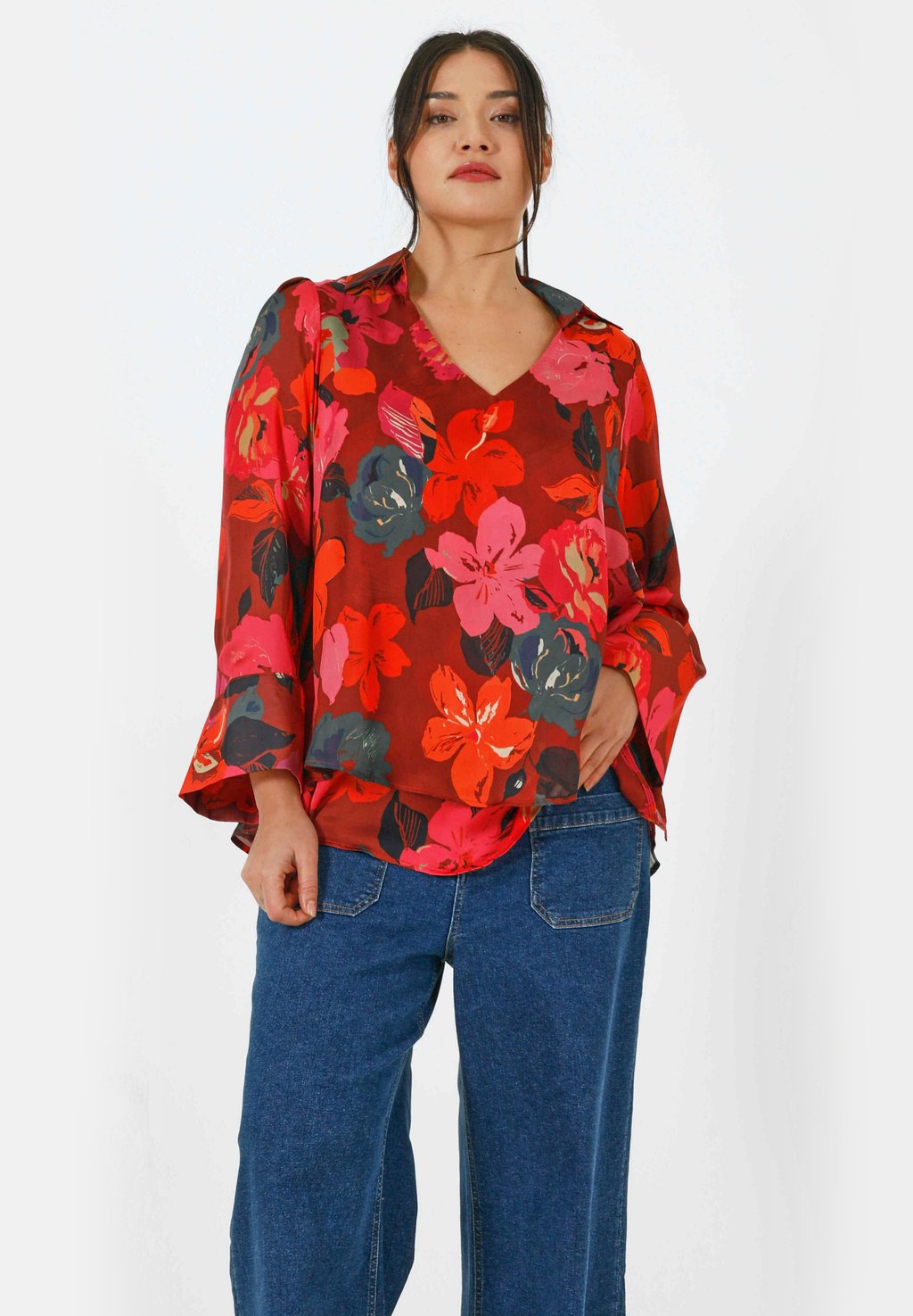 

Блуза EN VOILE IMPRIMÉ FLORAL EN SUPERPOSITION Jean Marc Philippe, красный