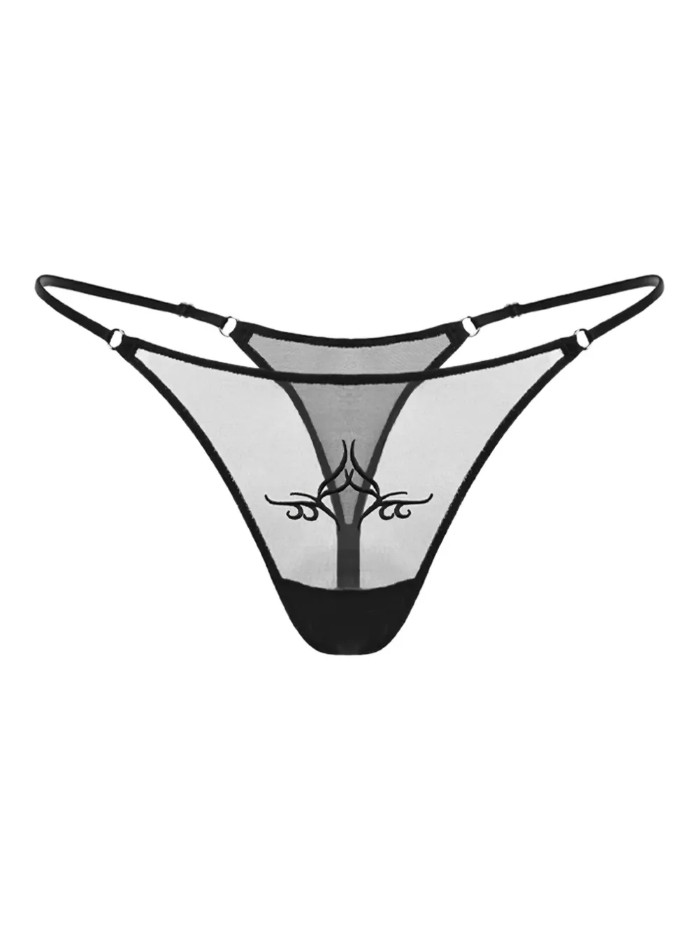 

Трусы-стринги Tribal с вышивкой Zhilyova, черный