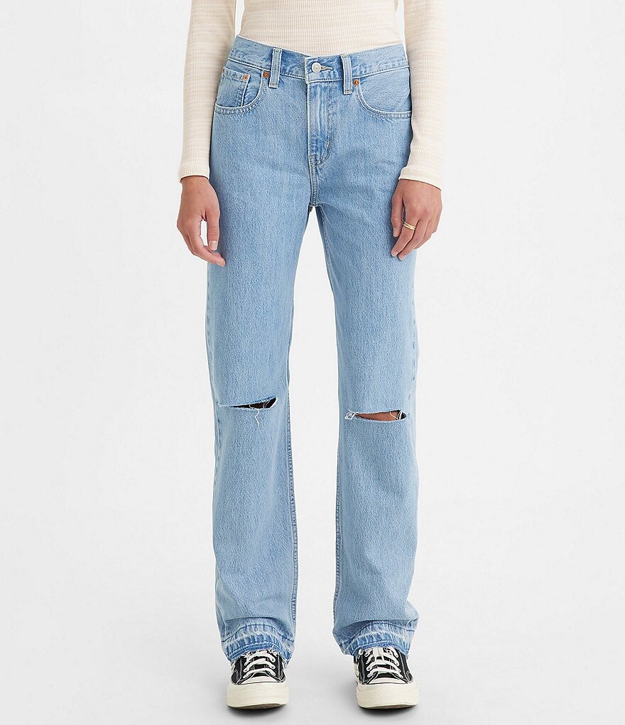 

Разрушенные прямые джинсы Levi's Low Pro со средней посадкой, синий