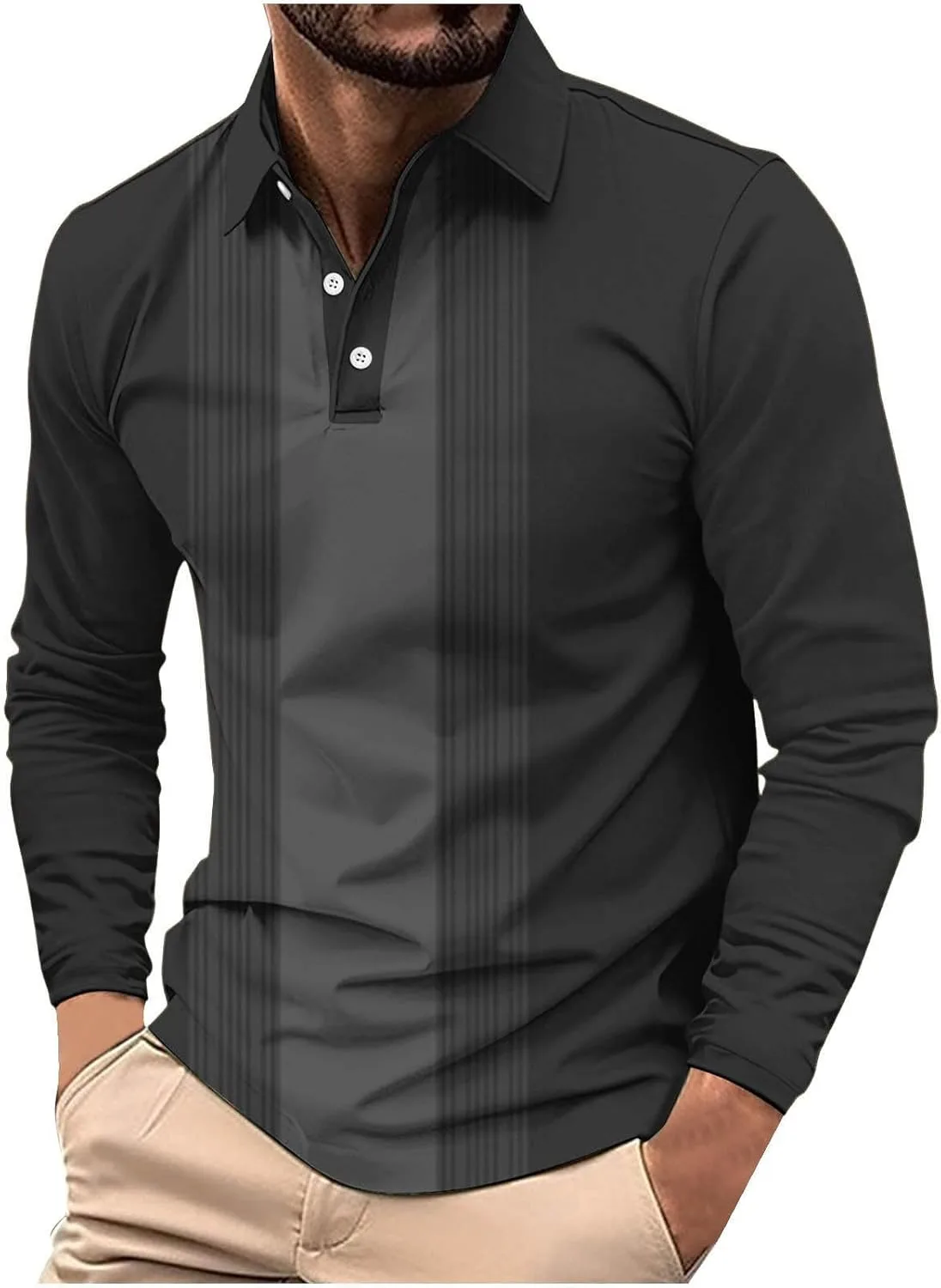 

Мужская поло с длинным рукавом Casual Plaid Color Block