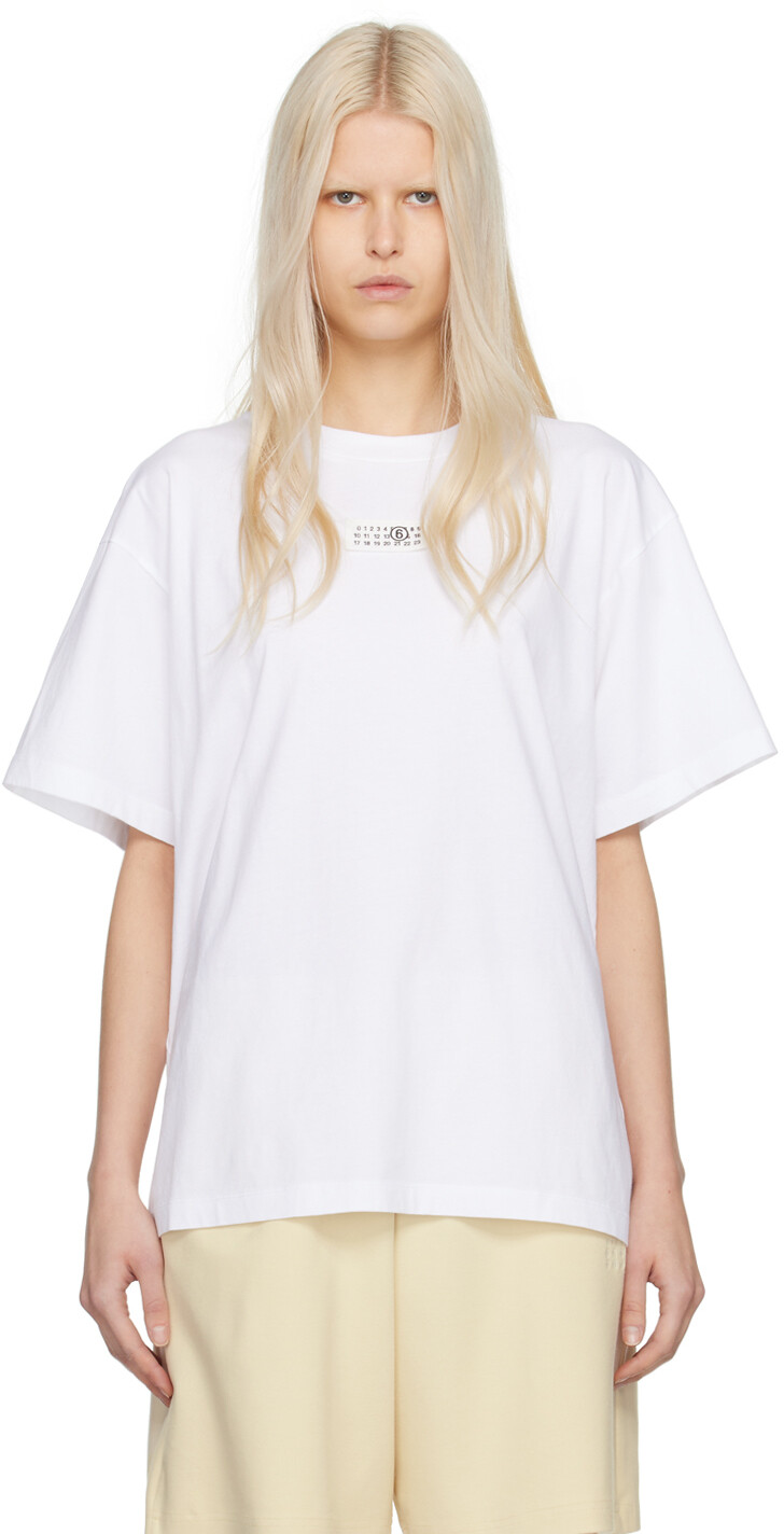 

Белая футболка с нашивками Mm6 Maison Margiela