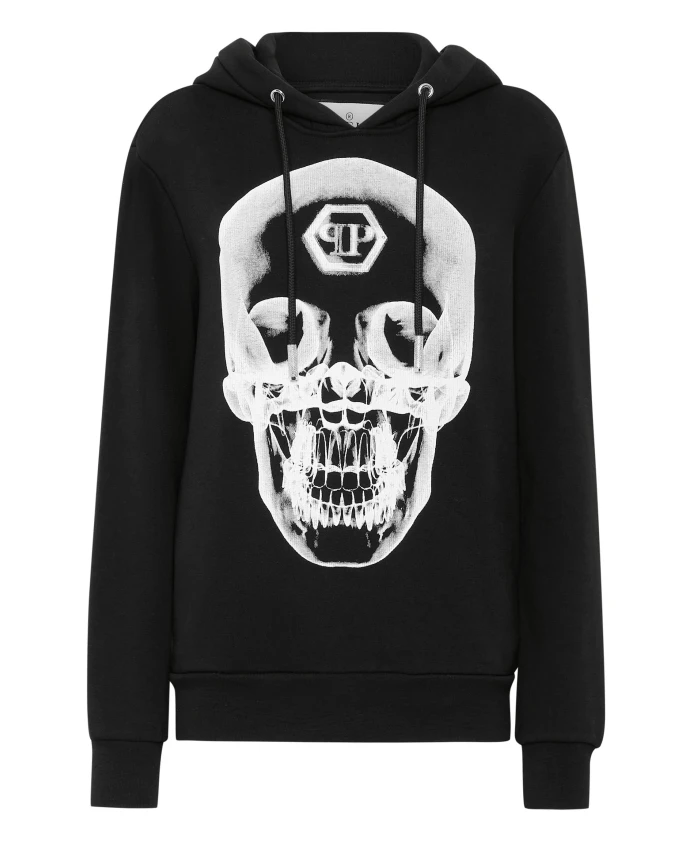 

Толстовка с капюшоном и изображением черепа. Philipp Plein, черный