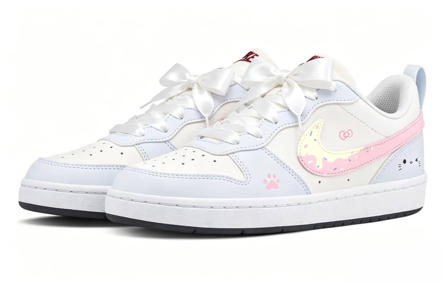 Кроссовки для скейтбординга Court Borough Maris Sal Meowth Leather Kids' Blue Unisex Nike, Light Blue — фото 4