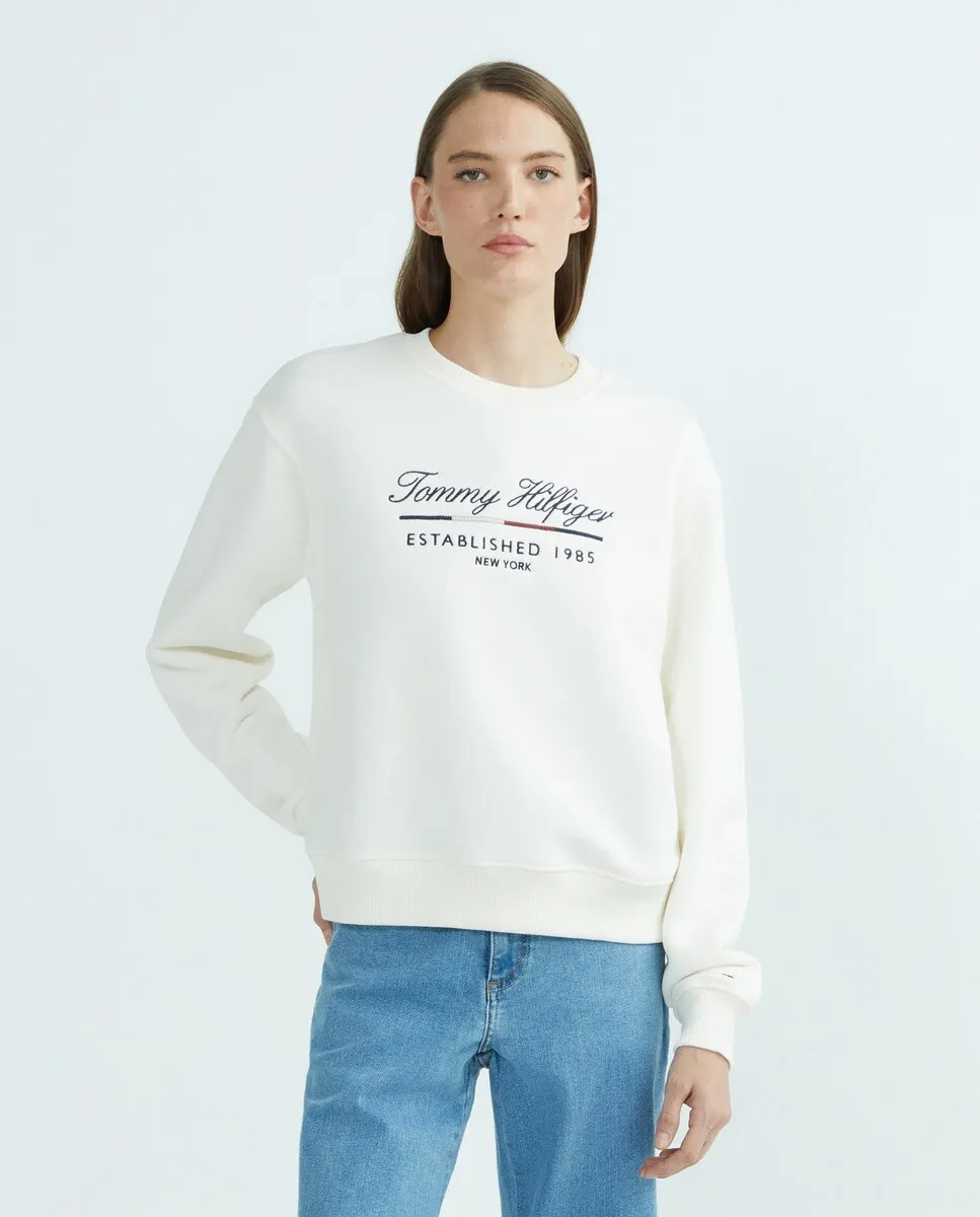 

Женская толстовка с круглым вырезом и без капюшона Tommy Hilfiger, цвет Blanco Hielo