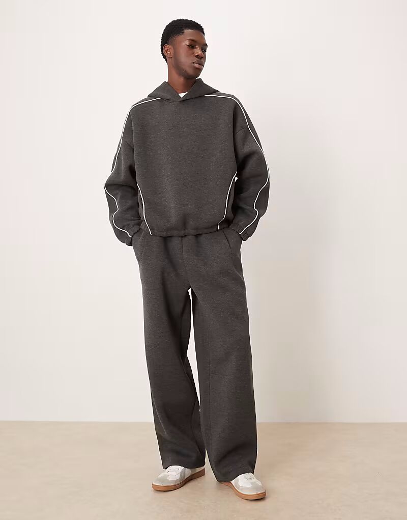 

Широкие брюки-джоггеры с боковыми вставками темно-серого цвета Asos Design