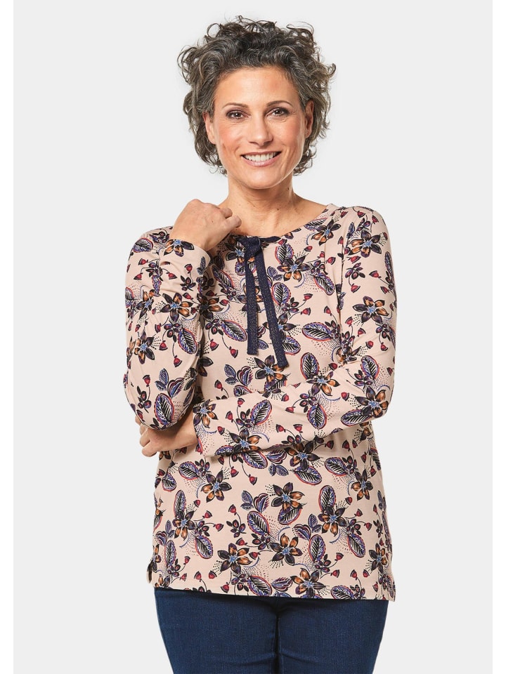 

GOLDNER Укороченный размер: Футболка с принтом в оригинальном дизайне, песочного цвета/с узором, Бежевый, GOLDNER Укороченный размер: Футболка с принтом в оригинальном дизайне, песочного цвета/с узором