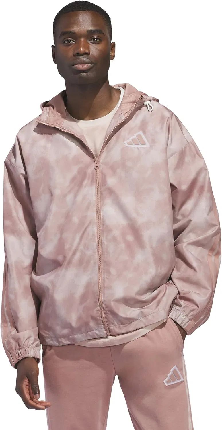 Куртка ветровка с принтом, adidas, цвет Warm Clay/Wonder Taupe