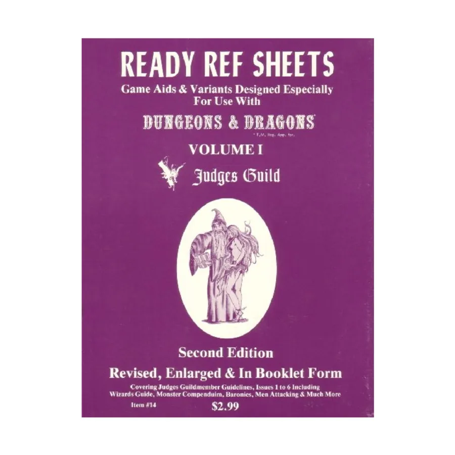 

Ready Ref Sheets (2nd Edition, 5th Printing), Dungeons & Dragons Fantasy Supplements - Assorted (Judges Guild), мягкая обложка