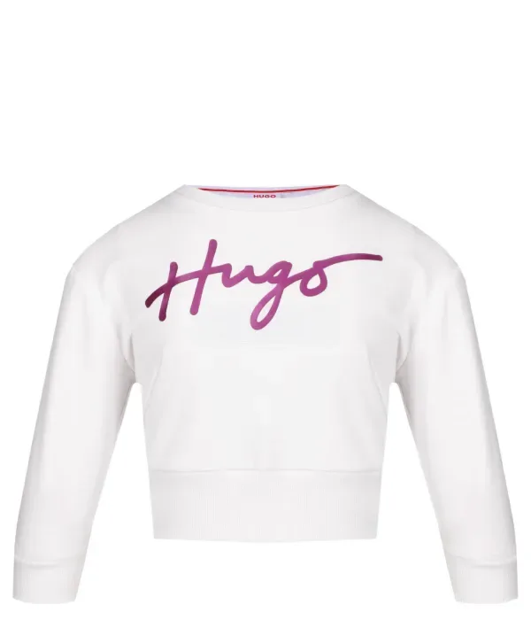 Толстовка cropped fit Hugo Kids, белый