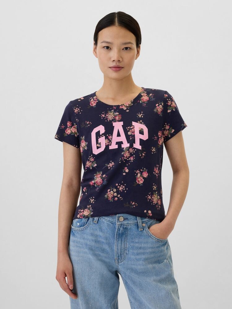 

Футболка с цветочным логотипом Gap, синий