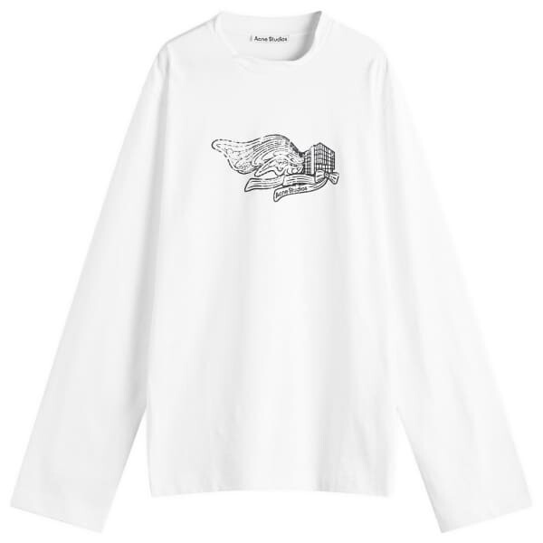 

Футболка с длинными рукавами и логотипом Edden Wings Acne Studios, белый