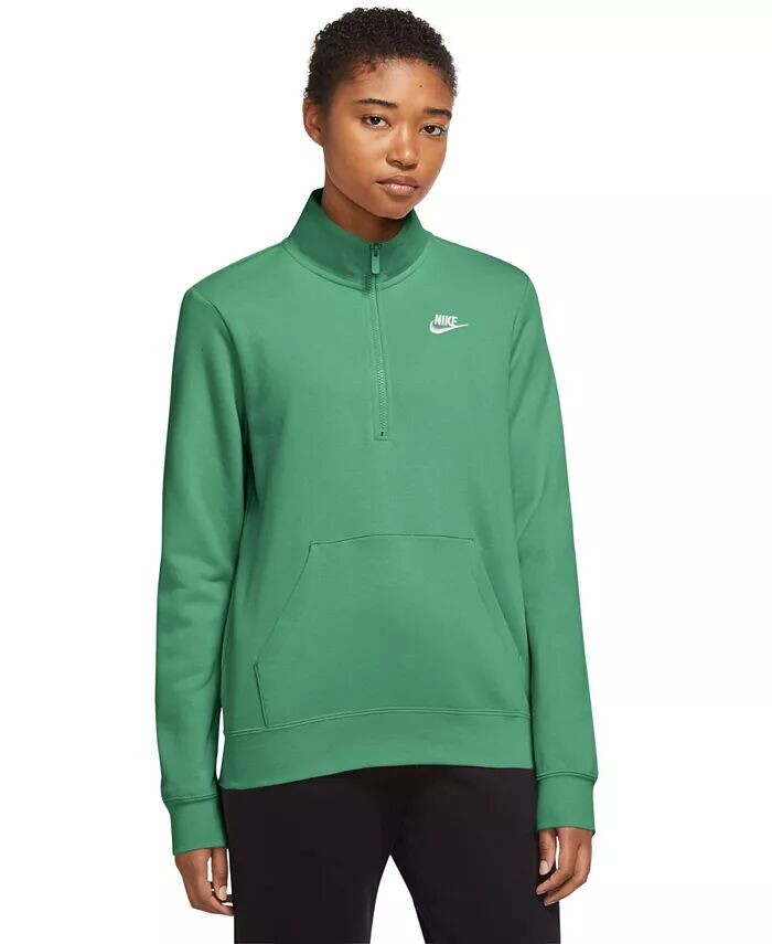 

Женская спортивная одежда Club Флисовая толстовка с молнией 1/2 Nike, зеленый