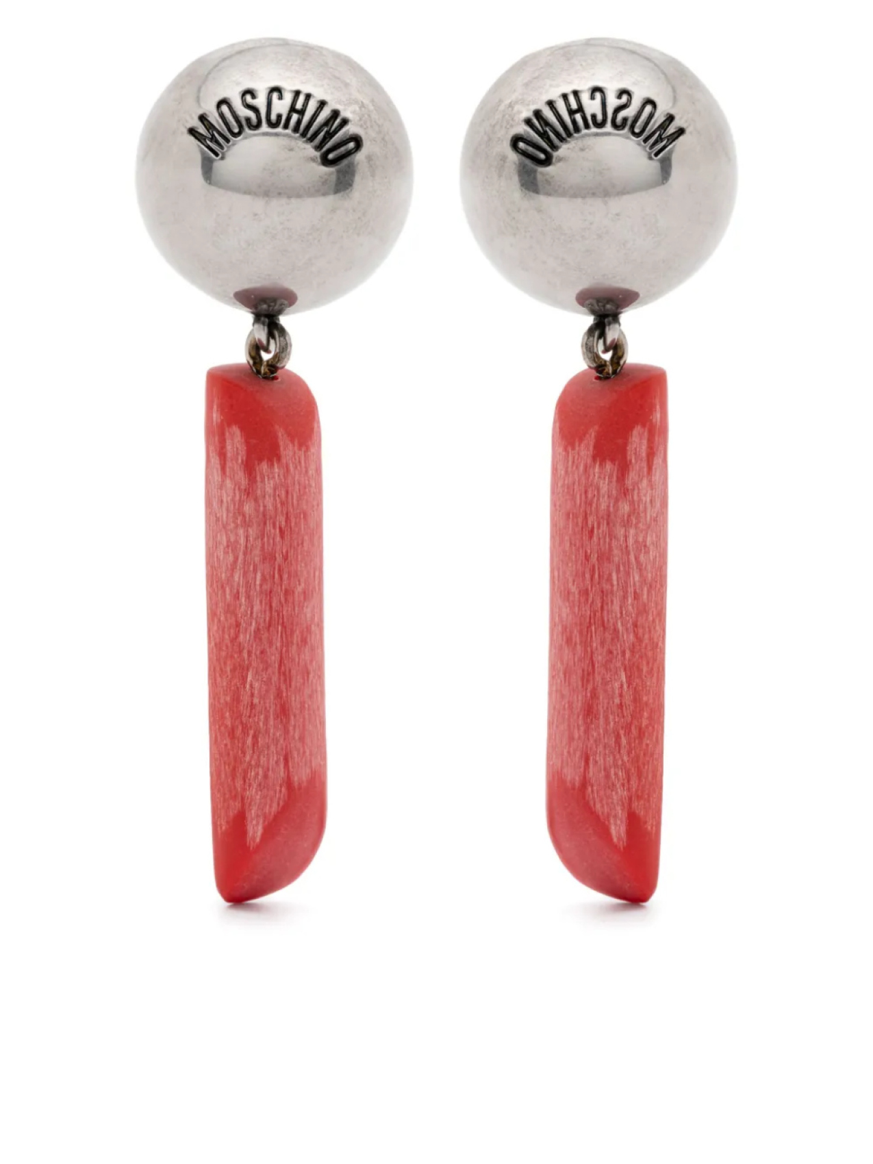 

Moschino серьги-клипсы с логотипом, серебристый