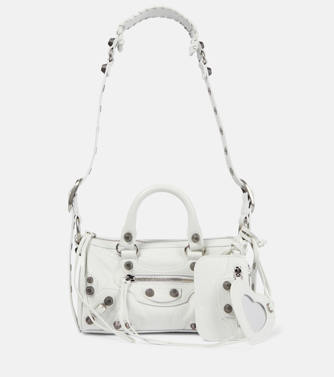 

Кожаная спортивная сумка Le Cagole Mini Balenciaga, белый