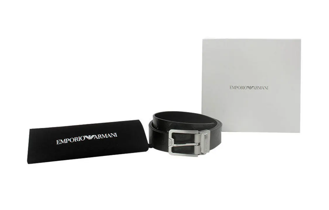 

EMPORIO ARMANI Кожаный ремень с логотипом для делового стиля, Box