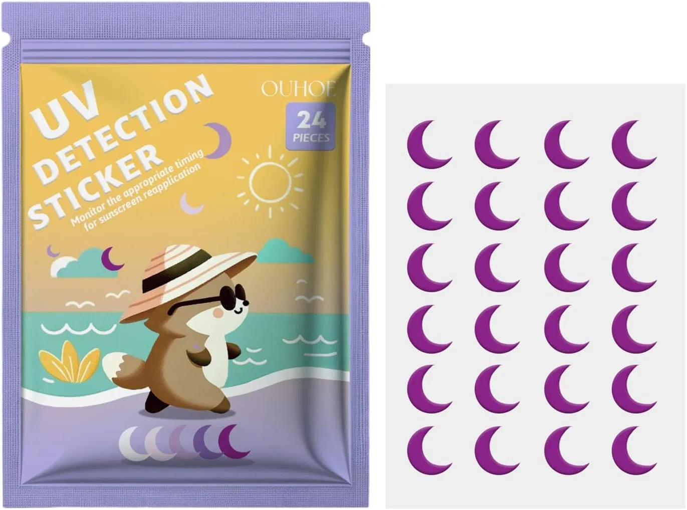 UV-стикер для отслеживания солнцезащиты, Vista UV Sticker, 24 штуки, Moon