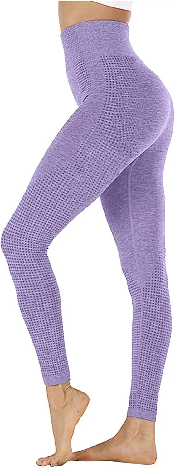 Леггинсы с высокой талией, фитнес, женские, цвет A01_purple