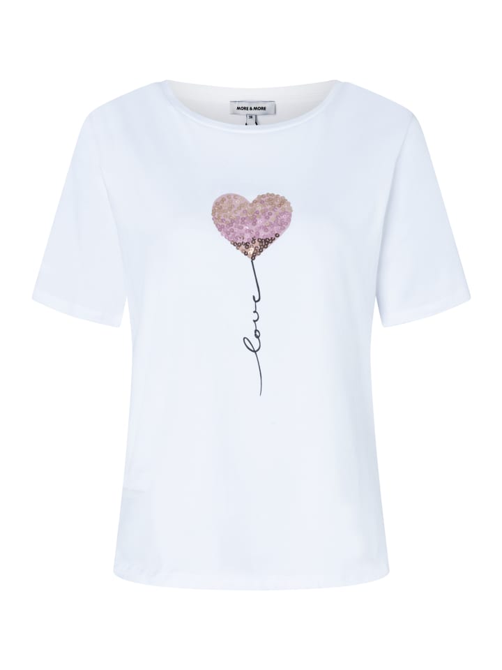 

Футболка с блестящим сердцем белого цвета More & More