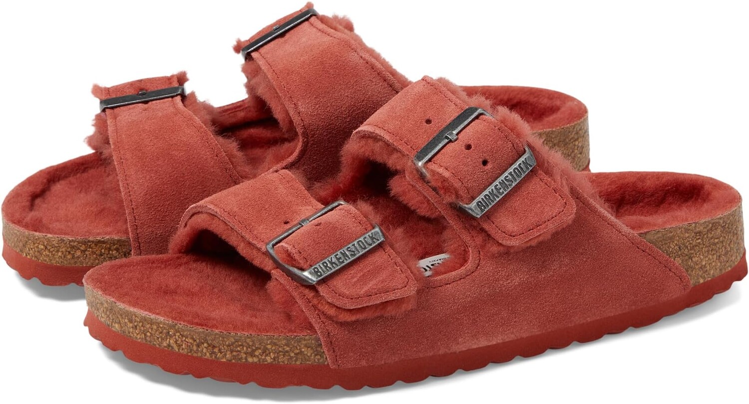 

Сандалии Birkenstock Arizona Shearling - Suede, цвет Sienna Red/Sienna Red