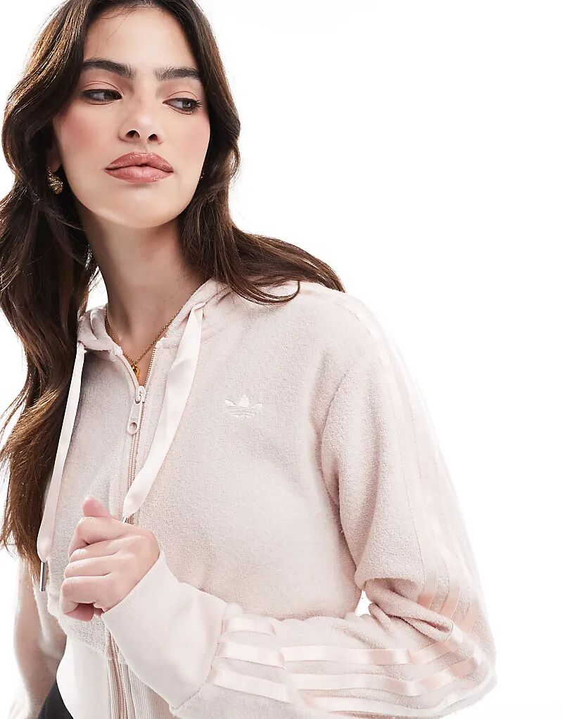 

Толстовка с капюшоном adidas Originals из флиса на молнии светло-розового цвета (часть комплекта)