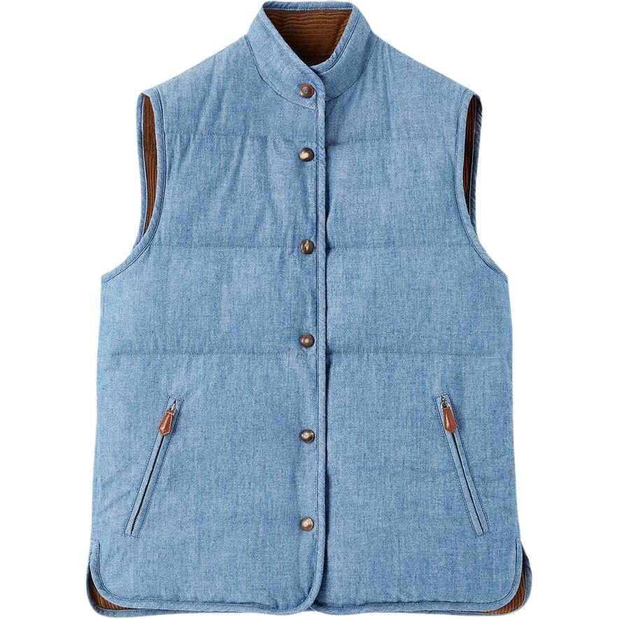 

Loro Piana Женская жилетка Cyan Blue Mixed Color со стойкой