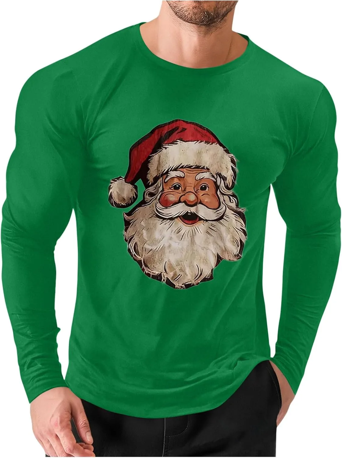 

Футболка мужская с длинным рукавом и новогодним принтом Sdeycui