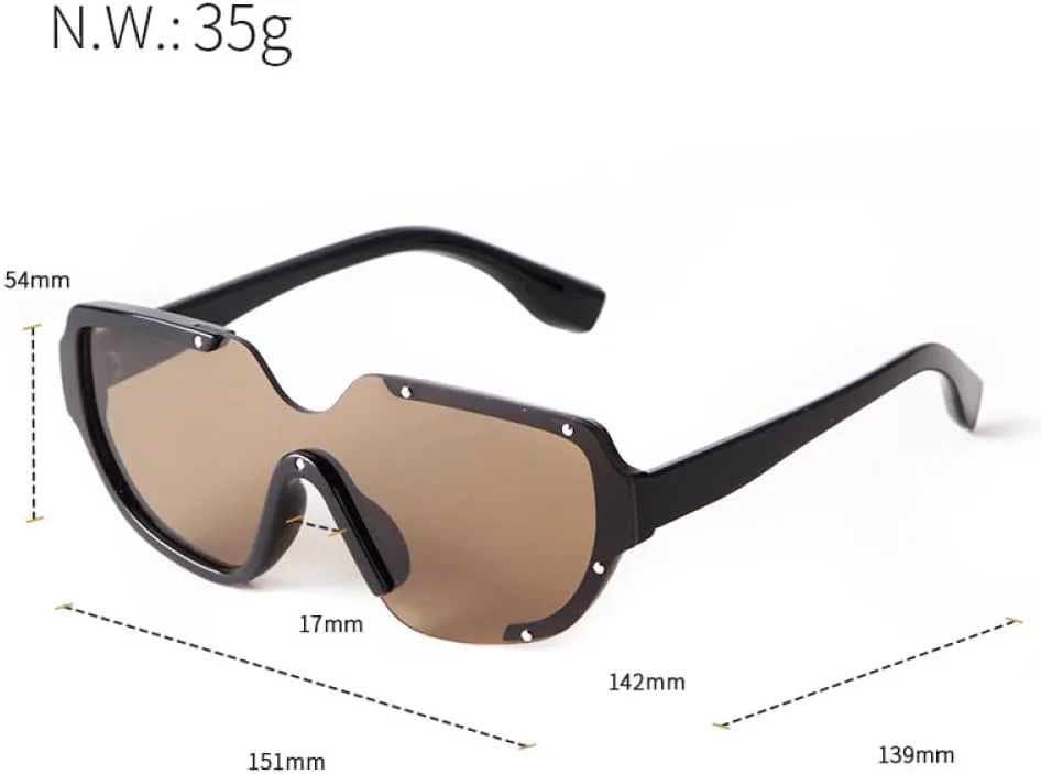 

Модные солнцезащитные очки-комбинезон с заклепками для женщин и мужчин, стильные футуристические большие зеленые солнцезащитные очки-комбинезон MTZJH, C2