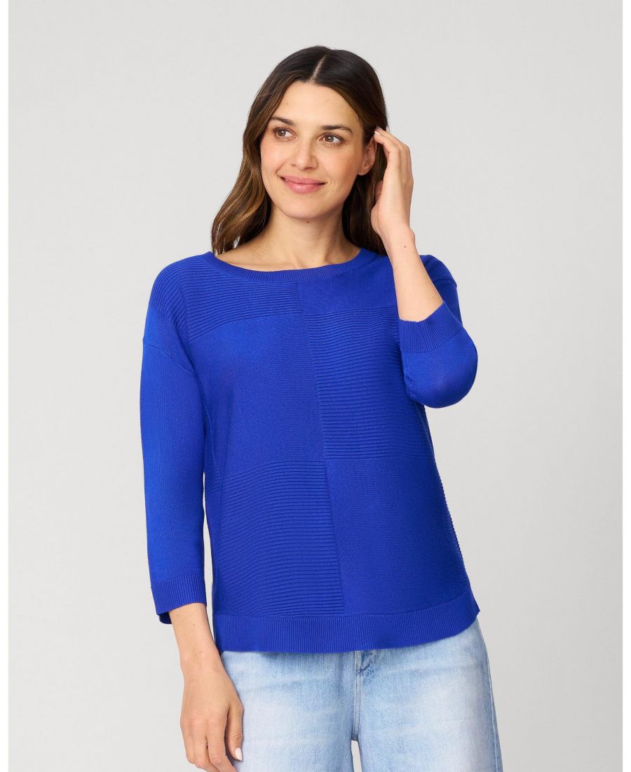 

Туника средней плотности с блочной ребристой отделкой Cable & Gauge, Angelfish blue