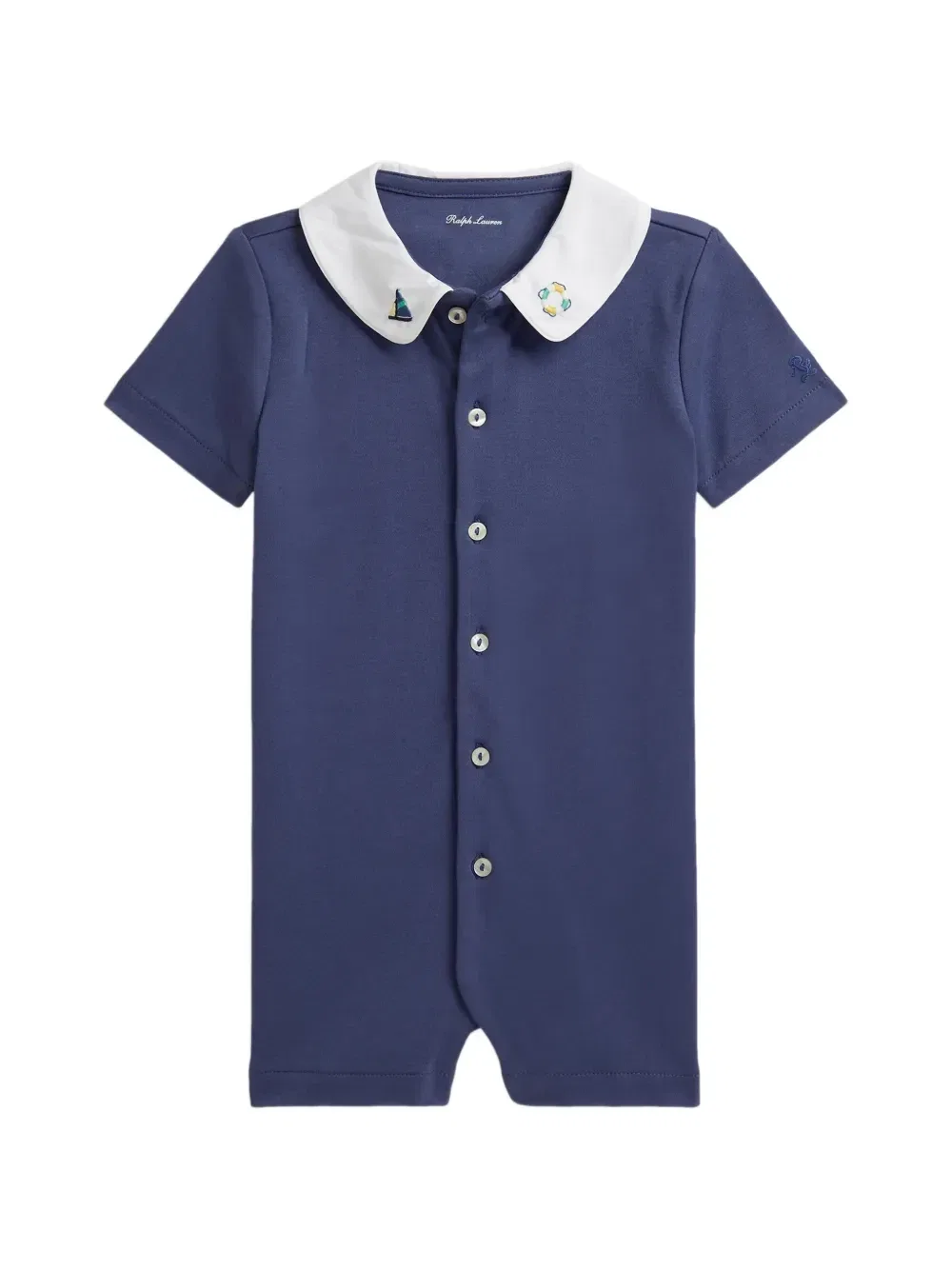 Комбинезон с вышивкой на воротнике Polo Ralph Lauren Kids, синий