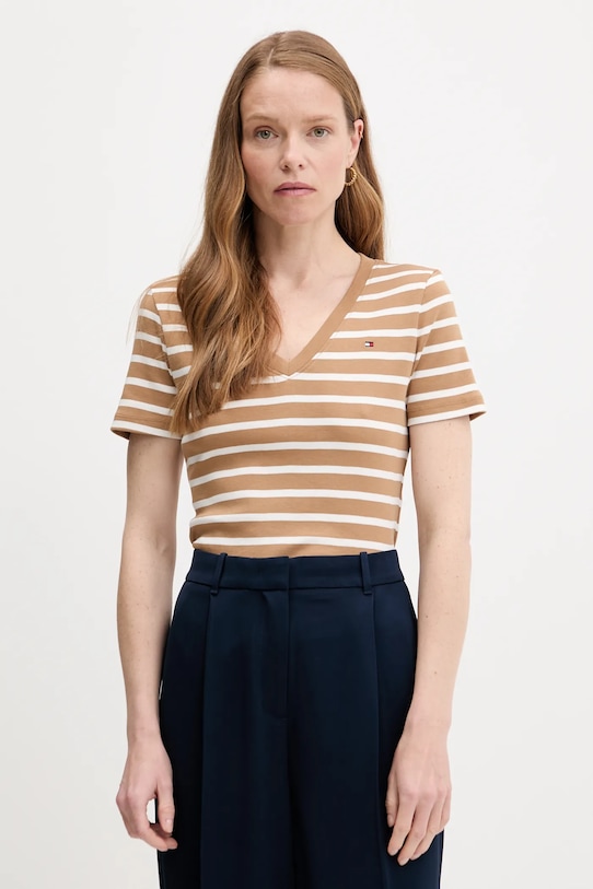 

Хлопковая футболка Tommy Hilfiger, коричневый