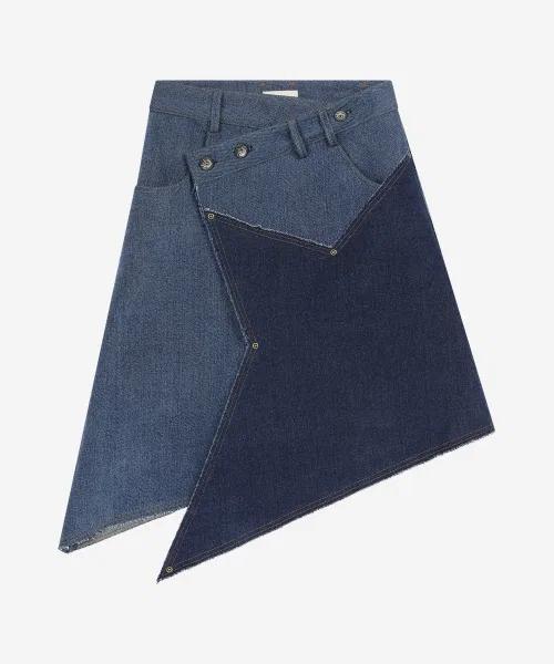 Женская юбка PROBLEMALLWAYS Mixed Denim Wrap Skirt