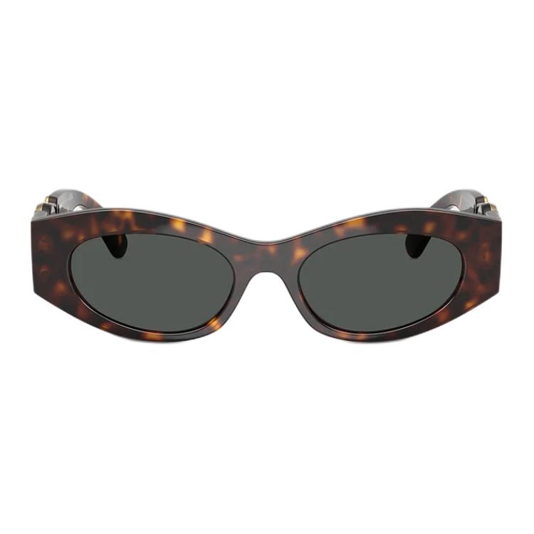 VERSACE Инъекционные металлические солнцезащитные очки Cat Eye для женщин, коричневые — фото 3
