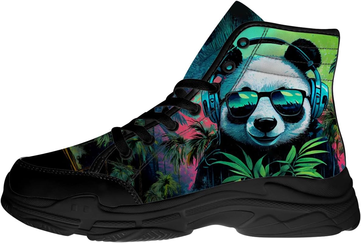 

Кроссовки Quorax Panda для мужчин и женщин, высокие, на шнуровке, текстильные, подарок для него и для нее, черный/зеленый