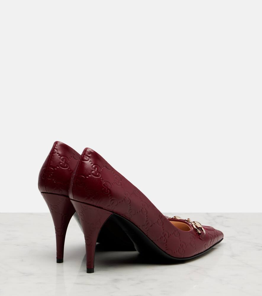 Туфли-лодочки Erin GG Horsebit 85 из кожи Gucci, Rosso Ancora — фото 2