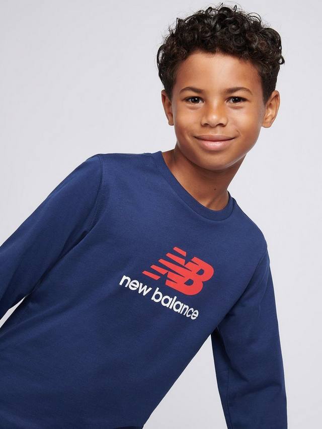 Детская футболка с логотипом с длинными рукавами New Balance, Nb Navy — фото 4