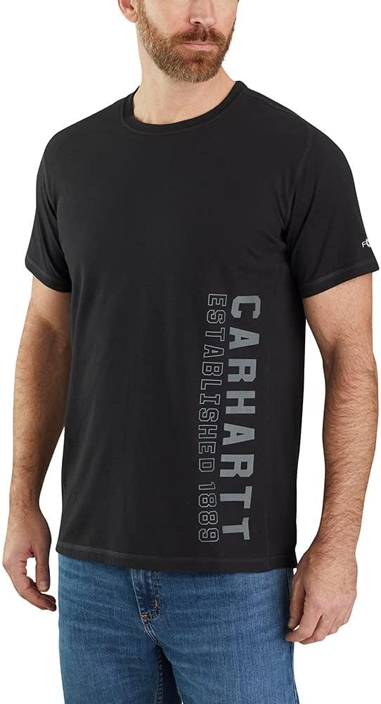 

Футболка Carhartt Mens Force свободного кроя средней толщины с короткими рукавами и графическим логотипом, Black