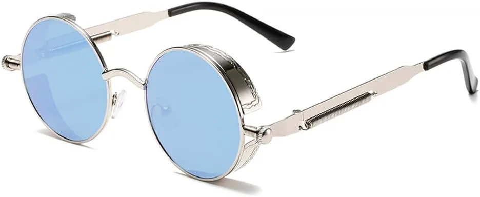 

Круглые панк-солнцезащитные очки для мужчин, модные винтажные, с многоцветным градиентом, стильные, классические, роскошные, SUN195 Generic, Silvery-blue
