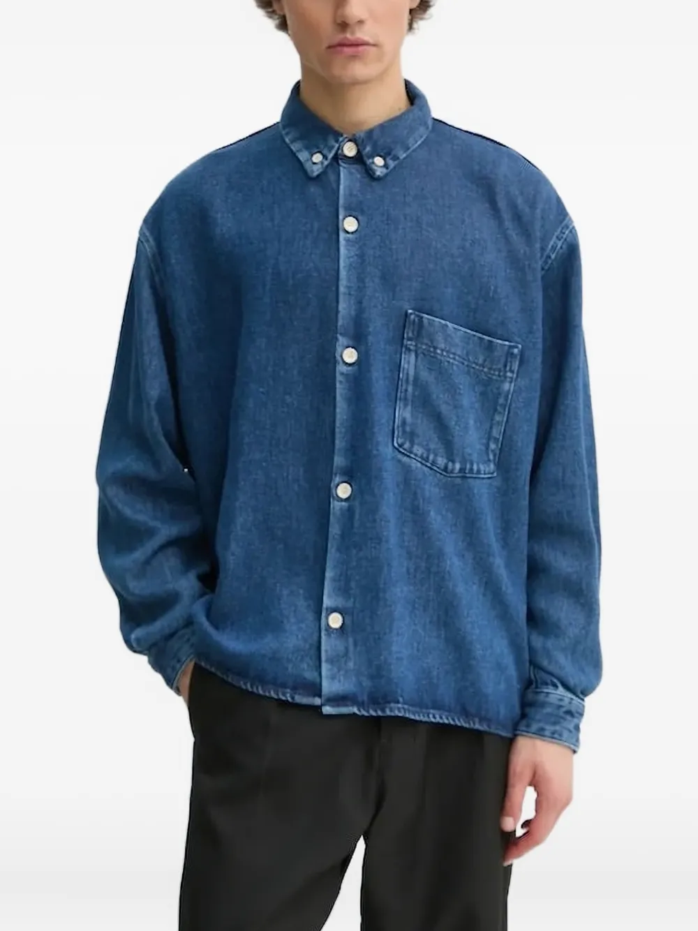 

Джинсовая рубашка на пуговицах Won Hundred, синий